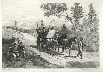 Print of a Carriage Being Drawn by an Ox, Mule, and Horse by Edwin Austin Forbes